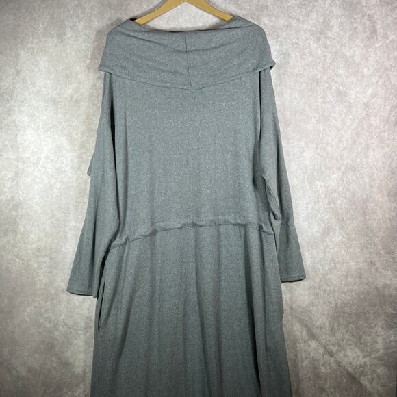 Soft Surroundings Sweater Maxi Dress Womens Size 1X Gray Cowl Neck Long Sleeve - Picture 5 of 13